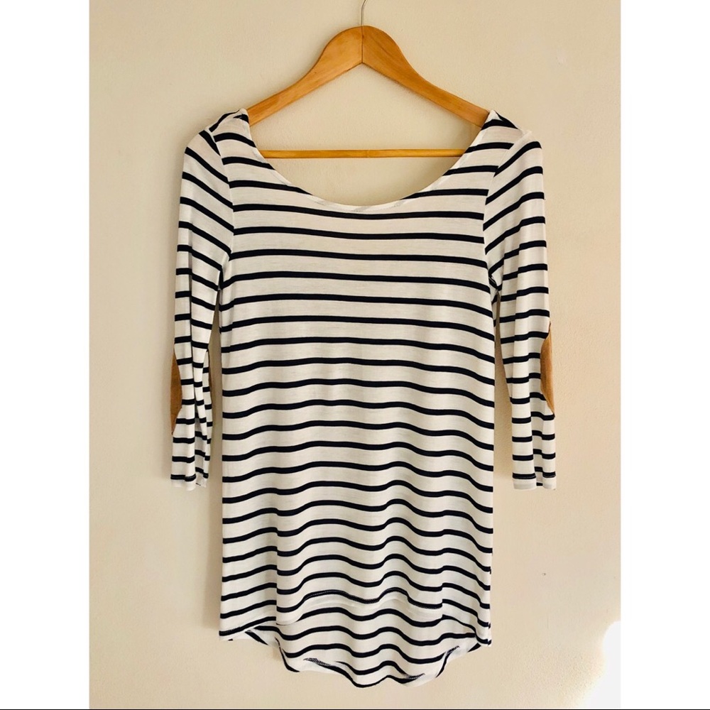 NORDSTROM - Striped 3/4 Length Boatneck Tee
